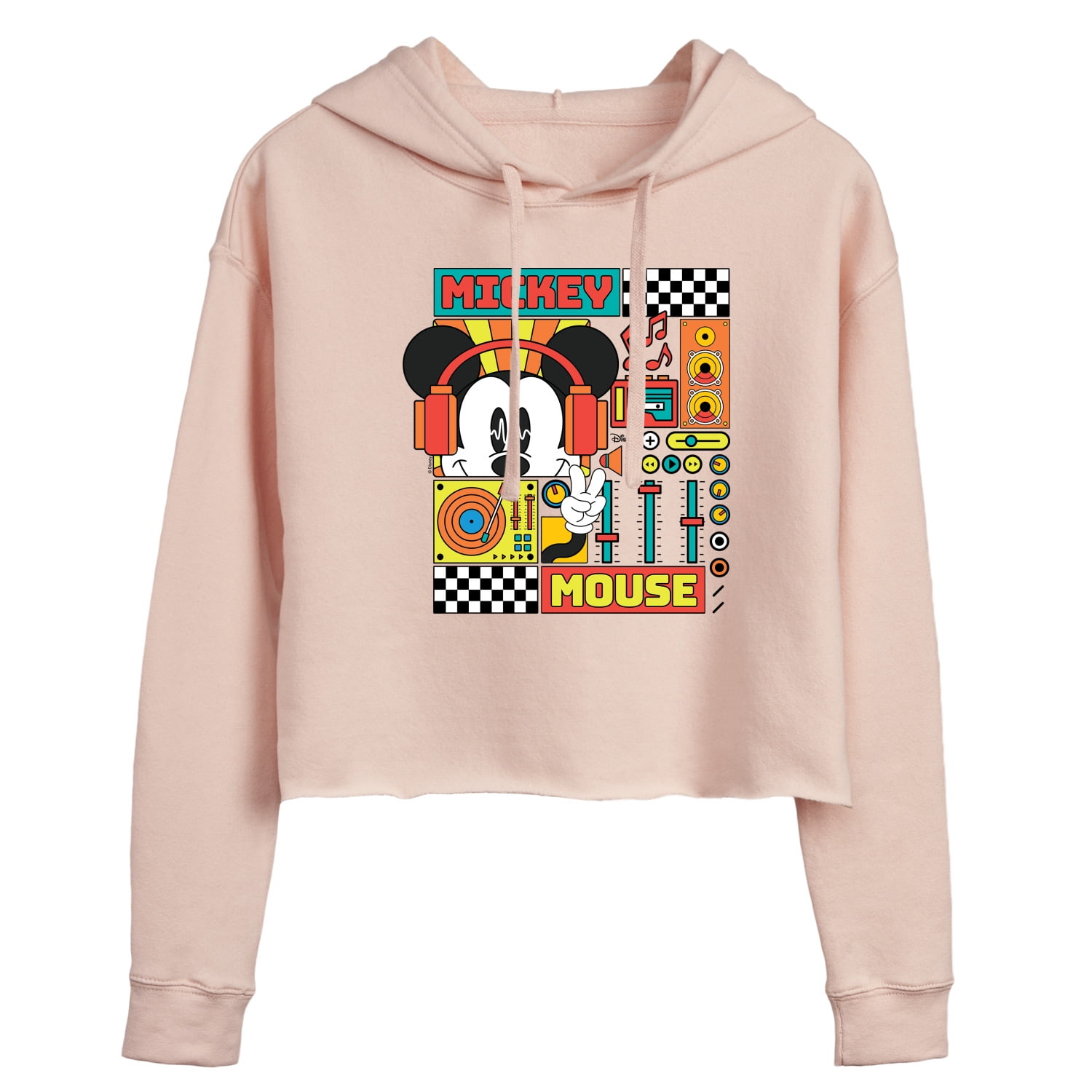 Disney - Mickey Mouse Rhythm Waves - Juniors Cropped Pullover Hoodie ...