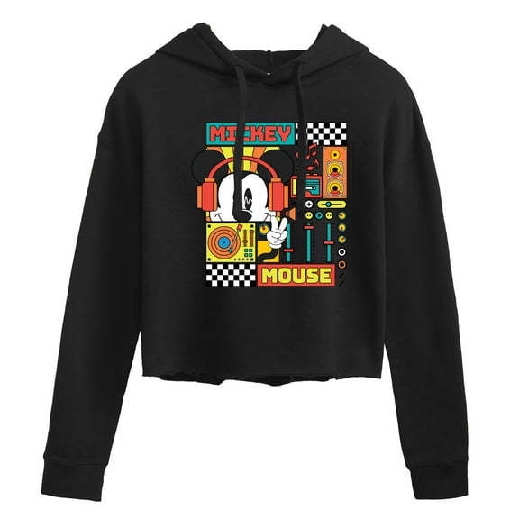 Disney - Mickey Mouse Rhythm Waves - Juniors Cropped Pullover Hoodie