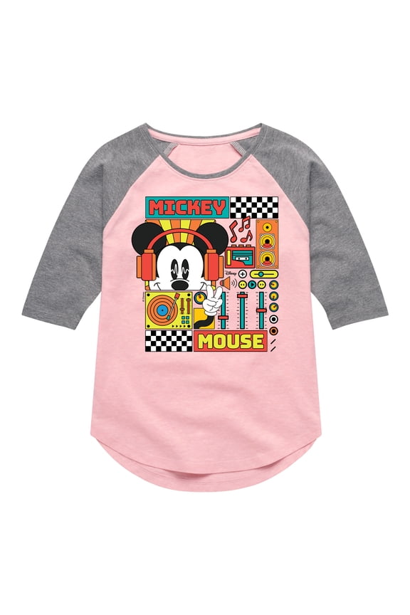 - Mickey Mouse Rhythm Waves - Toddler & Youth Girls Raglan Graphic T-Shirt