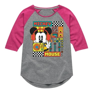 Disney - Mickey Mouse Rhythm Waves - Toddler & Youth Girls Raglan Graphic T-Shirt