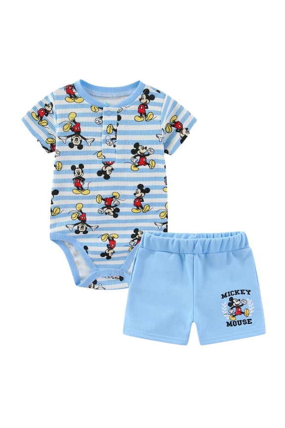 Mickey Mouse Ribbed Bodysuit and Short Set (Baby Boys), 2 Piece Set, Sizes 3M-9M