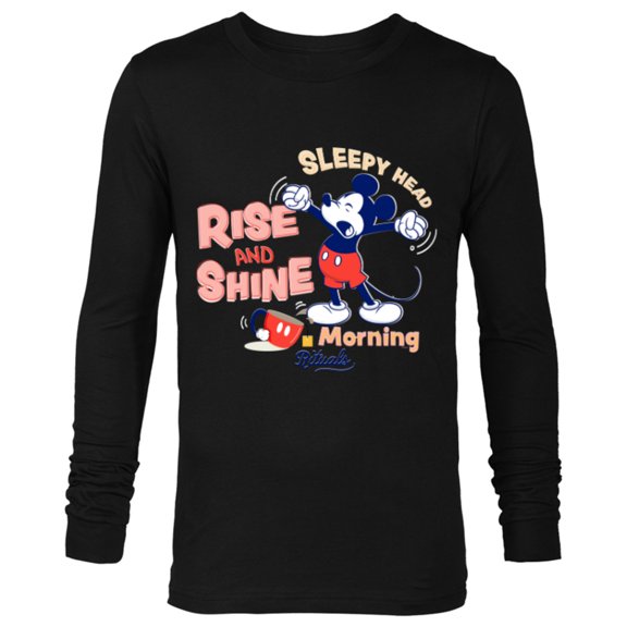 Disney Mickey Mouse Rise and Shine Morning Rituals - Long Sleeve T-Shirt for Men - Customized-Black