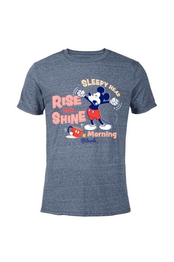 Mickey Mouse Rise and Shine Morning Rituals - Short Sleeve Blended T-Shirt for Adults - Customized-Navy Heather