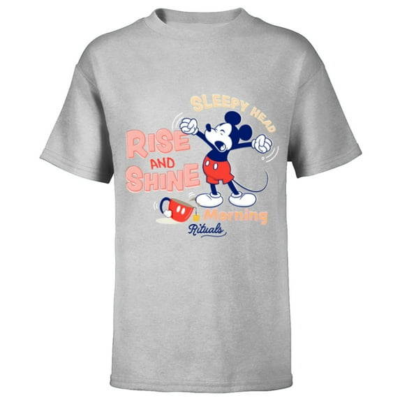 Disney Mickey Mouse Rise and Shine Morning Rituals - Short Sleeve T-Shirt for Kids - Customized-Athletic Heather