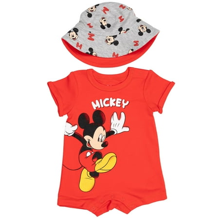 Disney Mickey Mouse Romper and Reversible Sun Hat Set Mickey Red