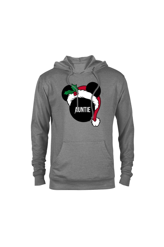 Mickey Mouse Santa Hat AUNTIE Holiday Family - Pullover Hoodie for Adults - Customized-Athletic Heather