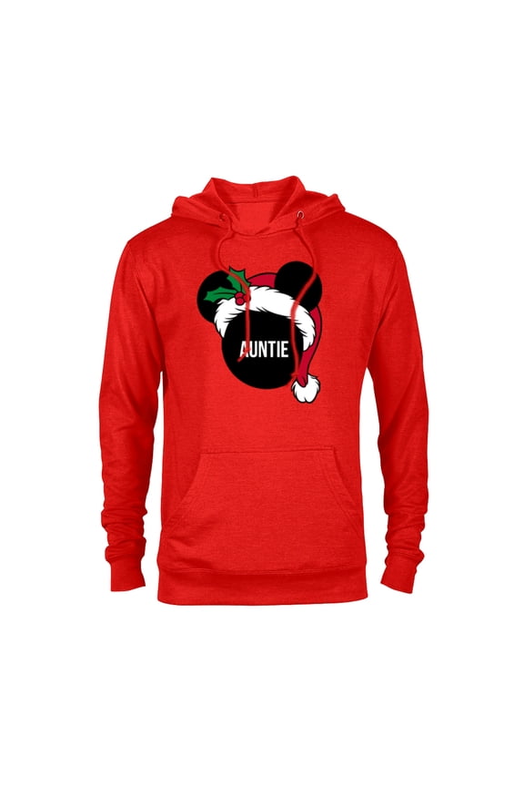 Mickey Mouse Santa Hat AUNTIE Holiday Family - Pullover Hoodie for Adults - Customized-Red