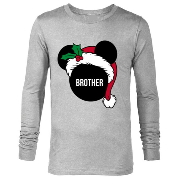 Disney Mickey Mouse Santa Hat BROTHER Holiday Family - Long Sleeve T-Shirt for Men - Customized-Athletic Heather
