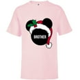 thumbnail image 1 of Disney Mickey Mouse Santa Hat BROTHER Holiday Family - Short Sleeve T-Shirt for Kids - Customized-Soft Pink, 1 of 5