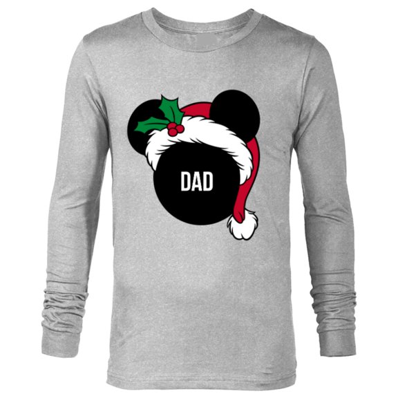 Disney Mickey Mouse Santa Hat DAD Holiday Family - Long Sleeve T-Shirt for Men - Customized-Athletic Heather