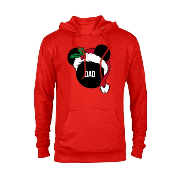 Disney Mickey Mouse Santa Hat DAD Holiday Family - Pullover Hoodie for Adults - Customized-Red