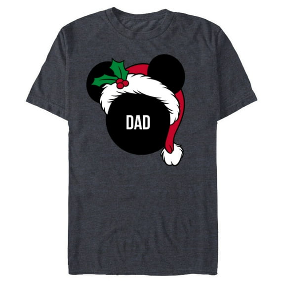 Disney Mickey Mouse Santa Hat DAD Holiday Family - Short Sleeve Blended T-Shirt for Adults - Customized-Navy Heather