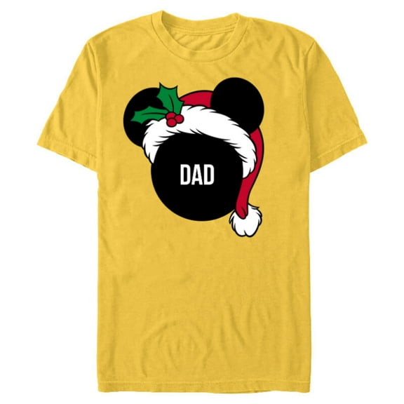 Disney Mickey Mouse Santa Hat DAD Holiday Family - Short Sleeve Blended T-Shirt for Adults - Customized-Yellow