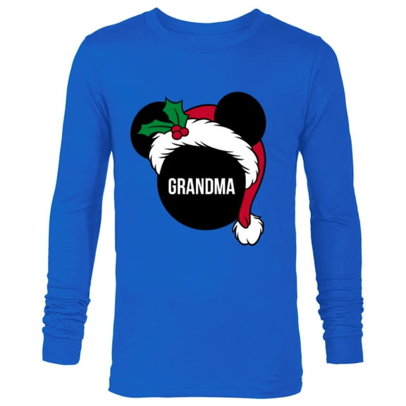 Disney Mickey Mouse Santa Hat GRANDMA Holiday Family - Long Sleeve T-Shirt for Men - Customized-Navy
