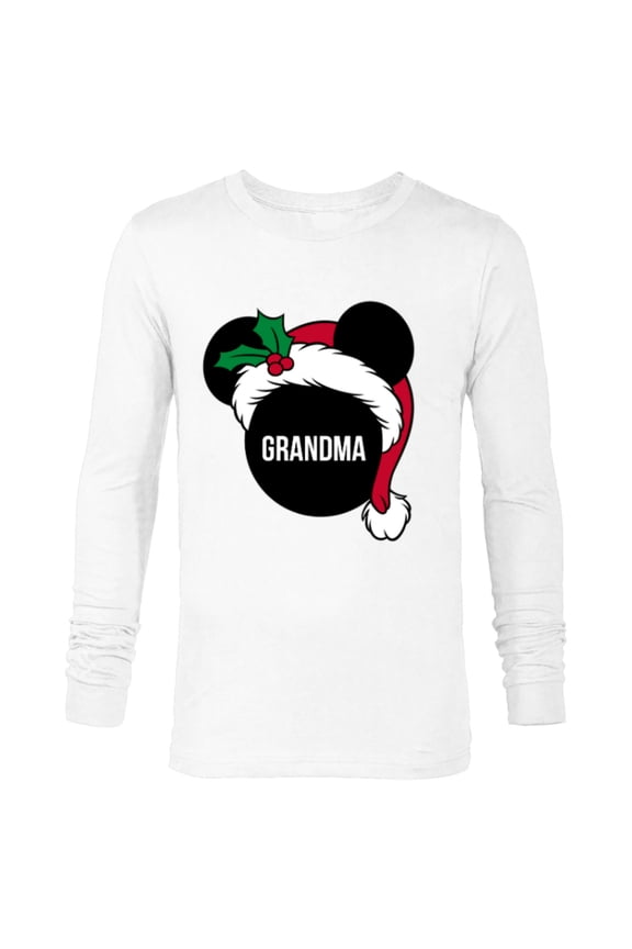 Mickey Mouse Santa Hat GRANDMA Holiday Family - Long Sleeve T-Shirt for Men - Customized-White