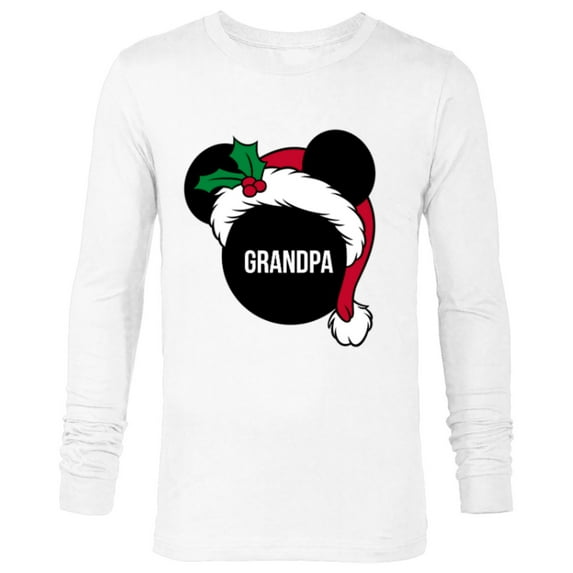 Disney Mickey Mouse Santa Hat GRANDPA Holiday Family - Long Sleeve T-Shirt for Men - Customized-White
