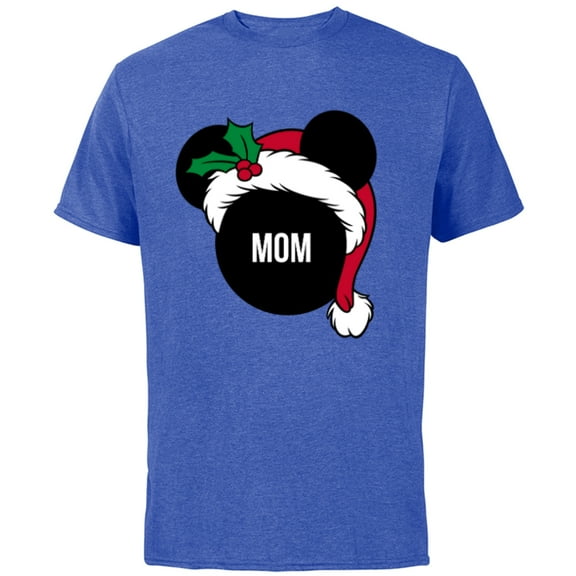 Disney Mickey Mouse Santa Hat MOM Holiday Family - Short Sleeve Cotton T-Shirt for Adults - Customized-Royal Heather