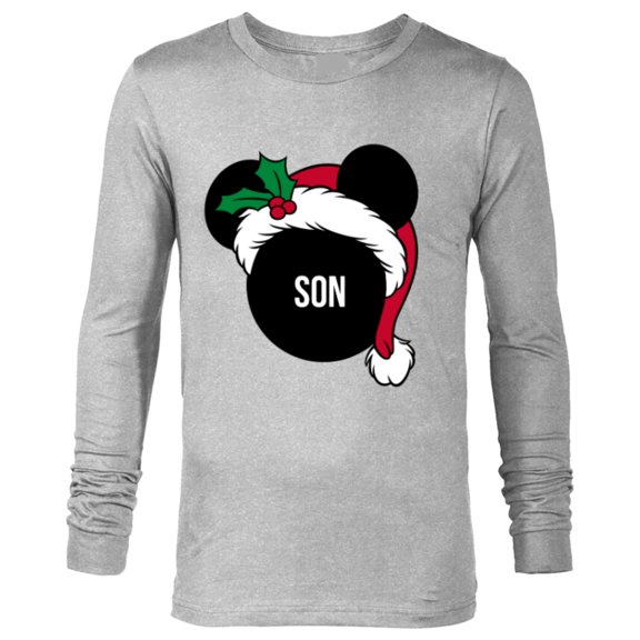 Disney Mickey Mouse Santa Hat SON Holiday Family - Long Sleeve T-Shirt for Men - Customized-Athletic Heather