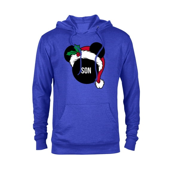 Disney Mickey Mouse Santa Hat SON Holiday Family - Pullover Hoodie for Adults - Customized-Navy
