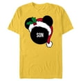 thumbnail image 1 of Disney Mickey Mouse Santa Hat SON Holiday Family - Short Sleeve Blended T-Shirt for Adults - Customized-Yellow, 1 of 5