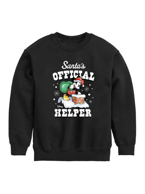 - Mickey Mouse Santas Official Helper Christmas Boys' Graphic Long Sleeve Fleece Sweatshirt