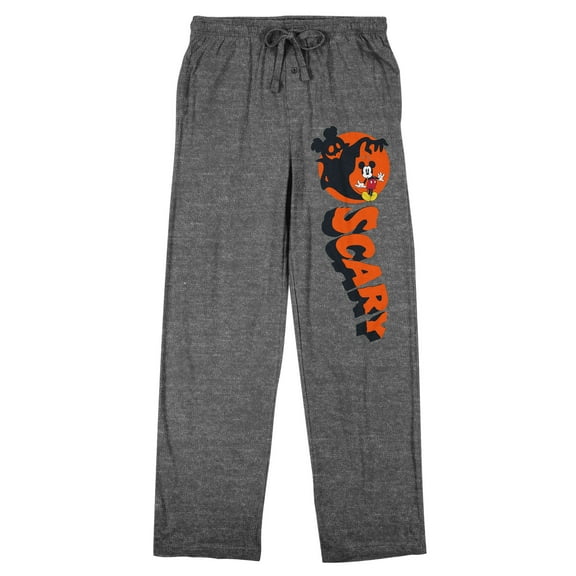 Disney Mickey Mouse Scary Shadow Adult Gray Heather Black Sleep Pajama Pants-XXL