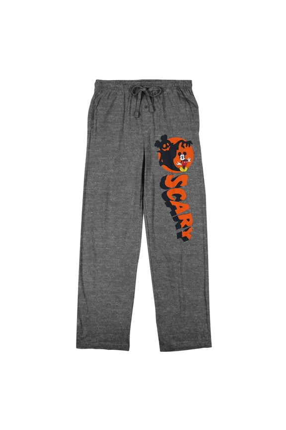 Disney Mickey Mouse Scary Shadow Adult Gray Heather Black Sleep Pajama Pants-XXL