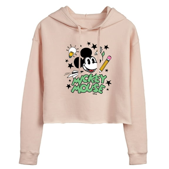 Disney - Mickey Mouse - School Doodles - Juniors Cropped Pullover Hoodie