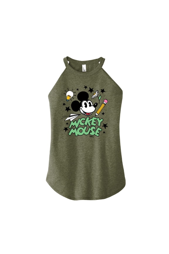 - Mickey Mouse - School Doodles - Juniors High Neck Tank Top