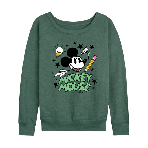 Disney - Mickey Mouse - School Doodles - Women's Lightweight French Terry Long Sleeve Shirt