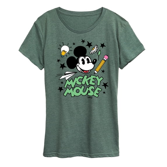 Disney - Mickey Mouse - School Doodles - Women's Short Sleeve Graphic T-Shirt
