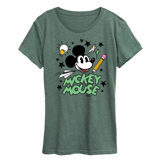 Disney - Mickey Mouse - School Doodles - Women's Short Sleeve Graphic T-Shirt