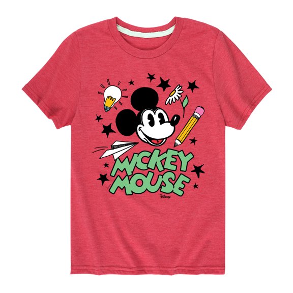 Disney - Mickey Mouse - School Icons - Youth Short Sleeve Graphic T-Shirt