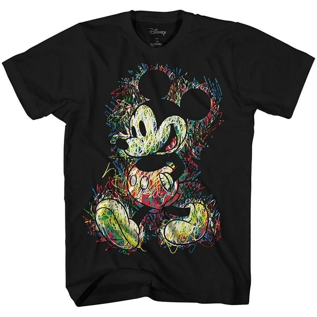Disney Mickey Mouse Scribbles Disneyland Adult Mens Graphic T-Shirt (Large)
