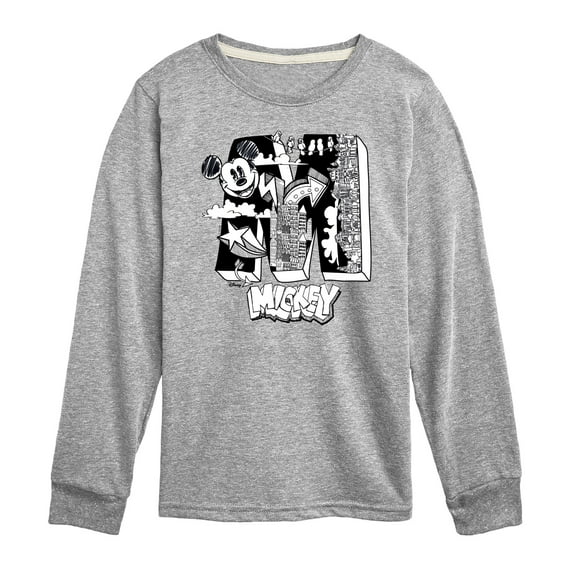 Disney - Mickey Mouse - Scribbles & Drawings - Youth Long Sleeve Graphic T-Shirt