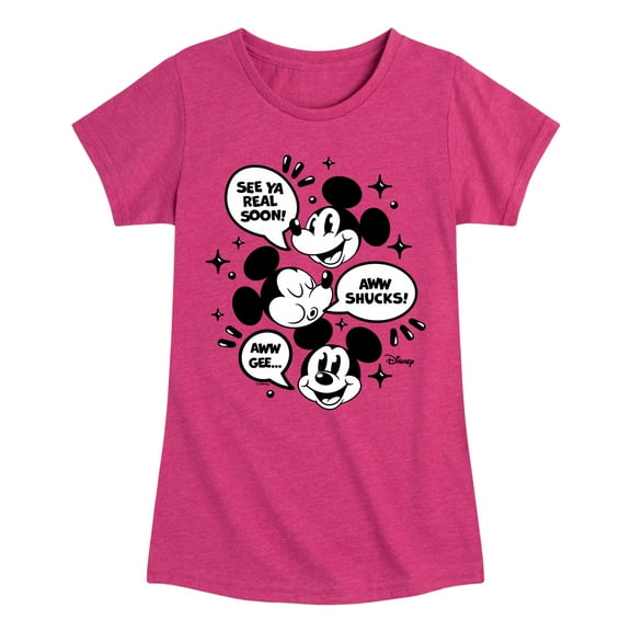 Disney - Mickey Mouse - See Ya Soon!, Aww Shucks!, Aww Gee - Toddler & Youth Girls Short Sleeve Graphic T-Shirt