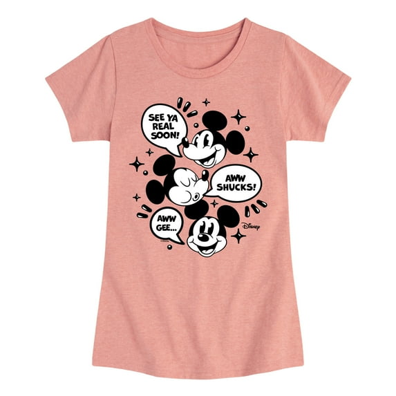 Disney - Mickey Mouse - See Ya Soon!, Aww Shucks!, Aww Gee - Toddler & Youth Girls Short Sleeve Graphic T-Shirt
