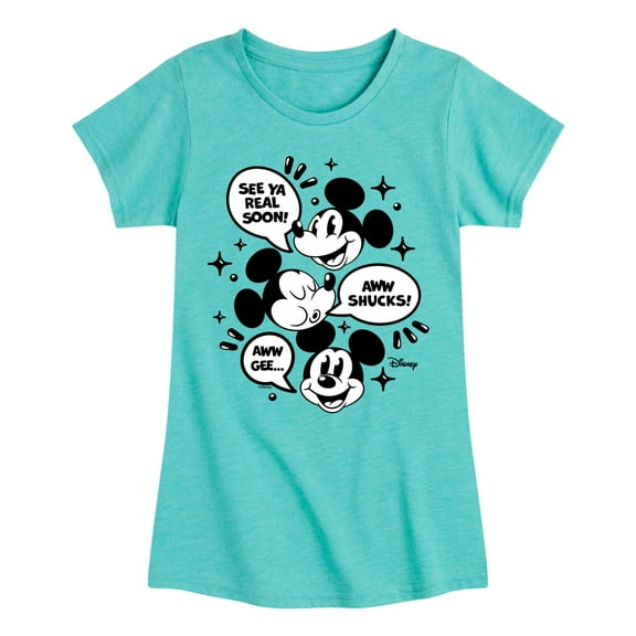 Disney - Mickey Mouse - See Ya Soon!, Aww Shucks!, Aww Gee - Toddler & Youth Girls Short Sleeve Graphic T-Shirt