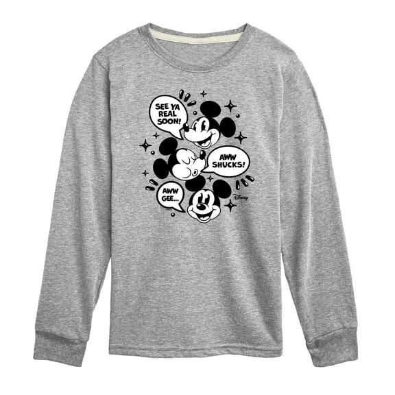 Disney - Mickey Mouse - See Ya Soon!, Aww Shucks!, Aww Gee - Youth Long Sleeve Graphic T-Shirt