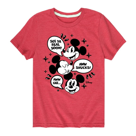 Disney - Mickey Mouse - See Ya Soon!, Aww Shucks!, Aww Gee - Youth Short Sleeve Graphic T-Shirt