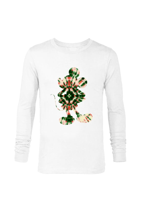 Mickey Mouse Shape Christmas Holiday Tie-Dye Retro - Long Sleeve T-Shirt for Men - Customized-White