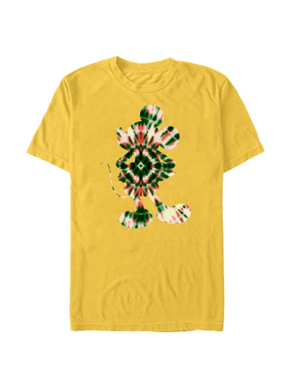 Mickey Mouse Shape Christmas Holiday Tie-Dye Retro - Short Sleeve Blended T-Shirt for Adults - Customized-Yellow