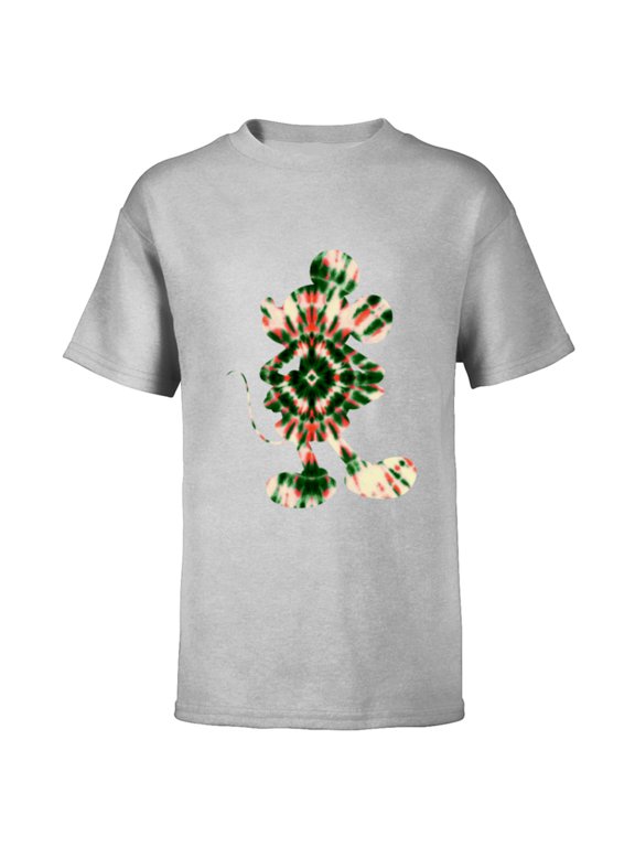 Mickey Mouse Shape Christmas Holiday Tie-Dye Retro - Short Sleeve T-Shirt for Kids - Customized-Athletic Heather