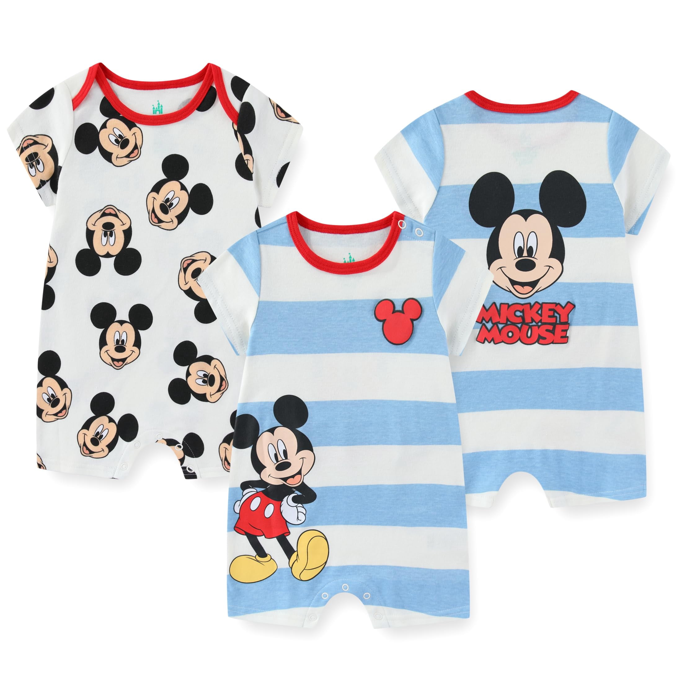Disney Mickey Mouse Short Sleeve Romper (Baby Boys), 2 Pack, Sizes 6M-24M