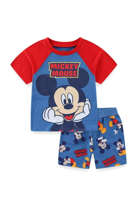 Mickey Mouse Short Sleeve T-Shirt and French Terry Short Set (Boys), 2 Piece Set, Sizes 2T-6