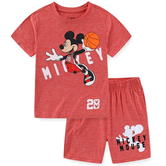 Disney Mickey Mouse Short Sleeve T-Shirt and Mesh Short Set (Boys), 2 Piece Set, Sizes 3T-7