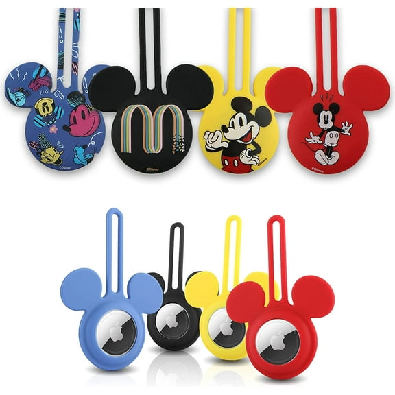Disney Mickey Mouse Silicone AirTag Holder Keychains - 4-Pack