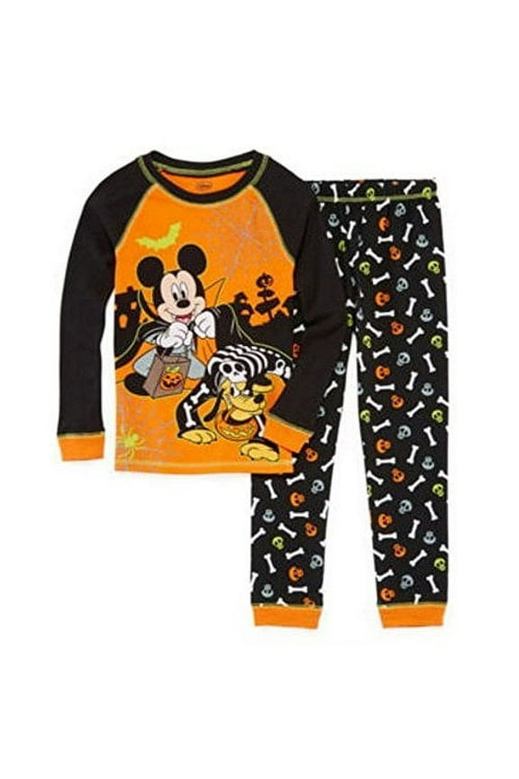 Mickey Mouse Skeleton Pluto Halloween Pajama Set, Size 3