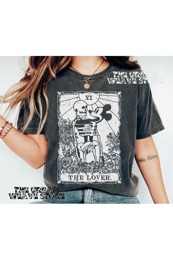 Disney Mickey Mouse Skeleton Shirt The Lovers Tarot Card T-shirt Silly Symphony Tee Hallow
