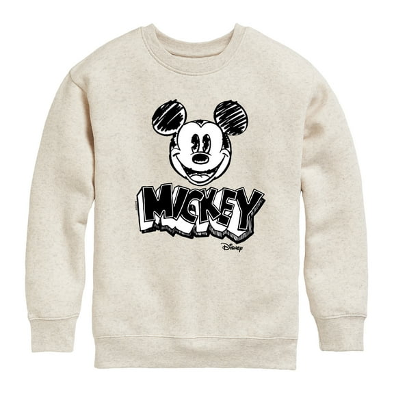 Disney - Mickey Mouse Sketched - Youth Crewneck Fleece Sweatshirt